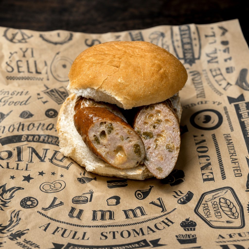 Smoked Jalapeño Cheddar Links Sandwich.